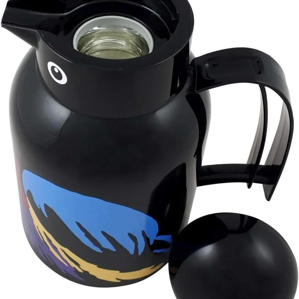 Helios Thermo-Bird Penguin Vacuum Jug 1L Black Colorful Design Made in Germany